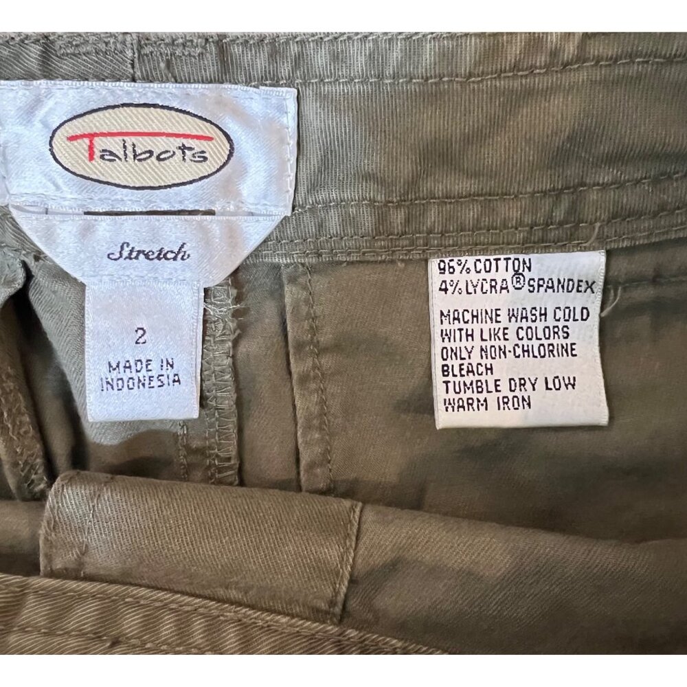 Talbots Stretch Skirt Green Button‎ Front Tie Waist Belt Size 2 - Picture 10 of 10